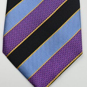 NEW Geoff Nicholson Purple, Blue, Black, Gold Stripe Tie Made in Italy